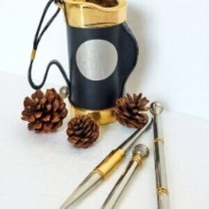 Things Remembered Golf Bag Pen/Pencil Holder with Gold Colored Rim